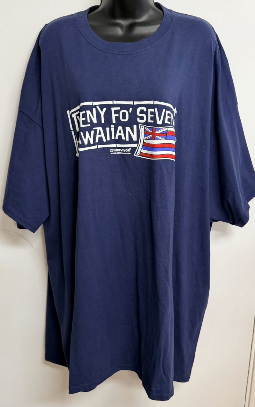 Port & Company T-Shirt Mens 5XL Navy Blue Twenty Fo Seven Hawaiian Flag Graphic